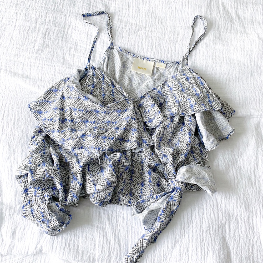 Anthropologie One Shoulder Printed Top